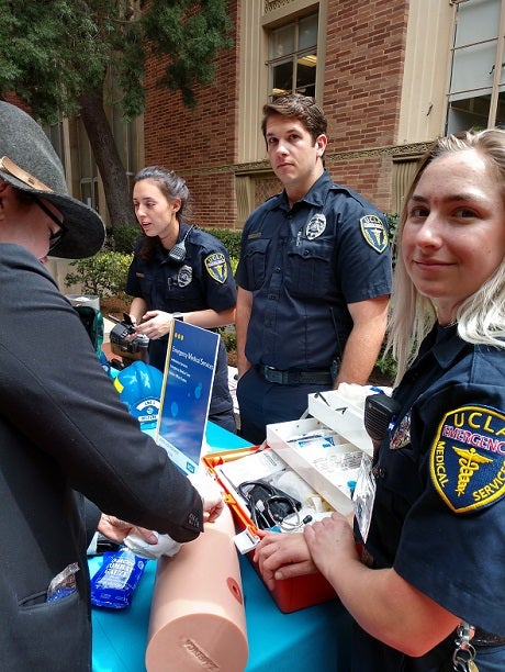 EMTs taught staff how to stop the bleed at the Murphy Hall Safety Fair.