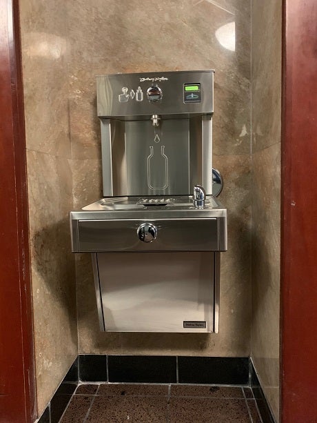 The new hydration station at Murphy Hall makes filling a water bottle convenient and easy.