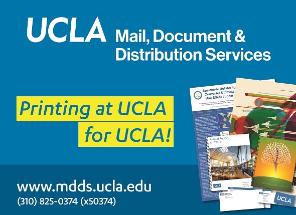 MDDS provides printing by UCLA for UCLA. Phone 310-825-0374 for more information.