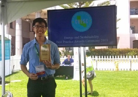 UCLA Transportation’s Jimmy Tran at the California Higher Education Sustainability Conference Awards Ceremony.